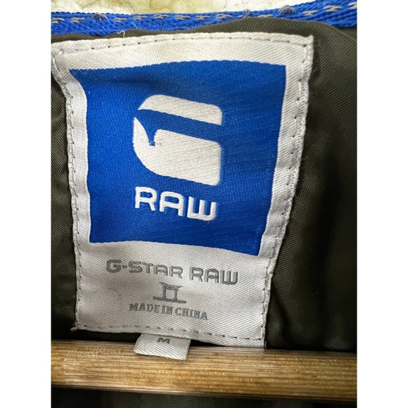 G-Star Raw Olive Green Quilted Hooded Long Sleeve Puffer Jacket Size Medium - Picture 2 of 10